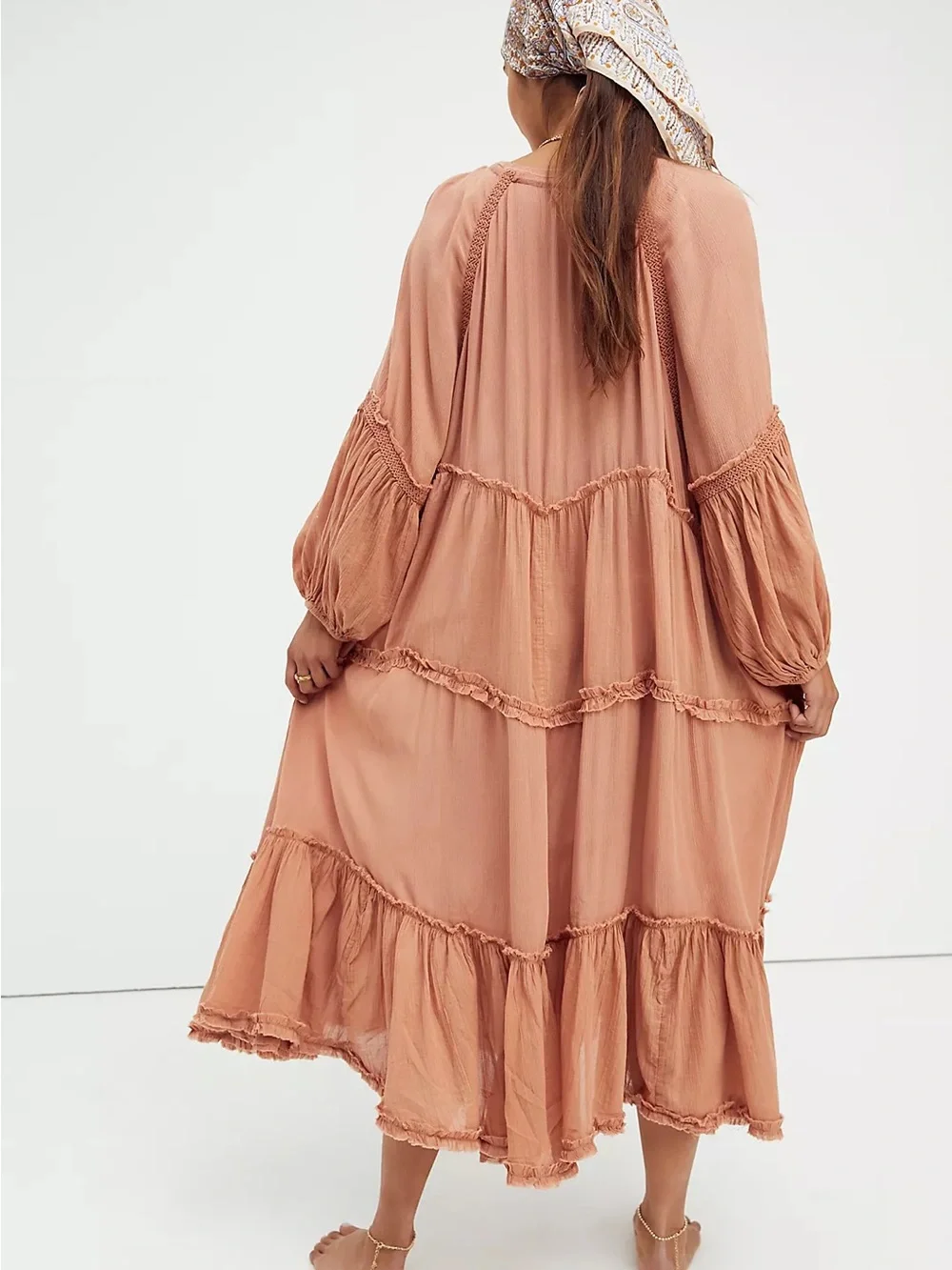 Free People In the Moment Boho Inspired Maxi Dress in the Color Doe - Picture 3 of 7